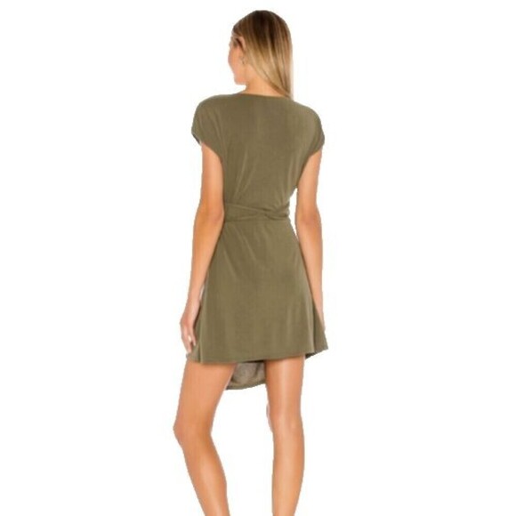 House of Harlow 1960 X REVOLVE Joanna Mini Dress XS Olive Green Surplice Front - Picture 3 of 11